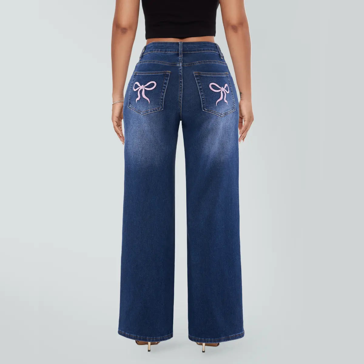 Magic SHAPUM Mid Low Waist BBL Jeans for Women Wide Leg Loose Fit Comfortable Stretchy Denim Pants BLACK B Stretch Denim Tights leg baggy jean
