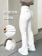 Y2K Women's High Waist Flare Leg Jeans,Casual Button Fly Pocket Design Bell Bottom Denim,Women's Bottoms for Daily Wear,000 Jeans,Fashionable And Versatile Women's Jeans,Suitable For Spring,Summer,Autumn And Winter