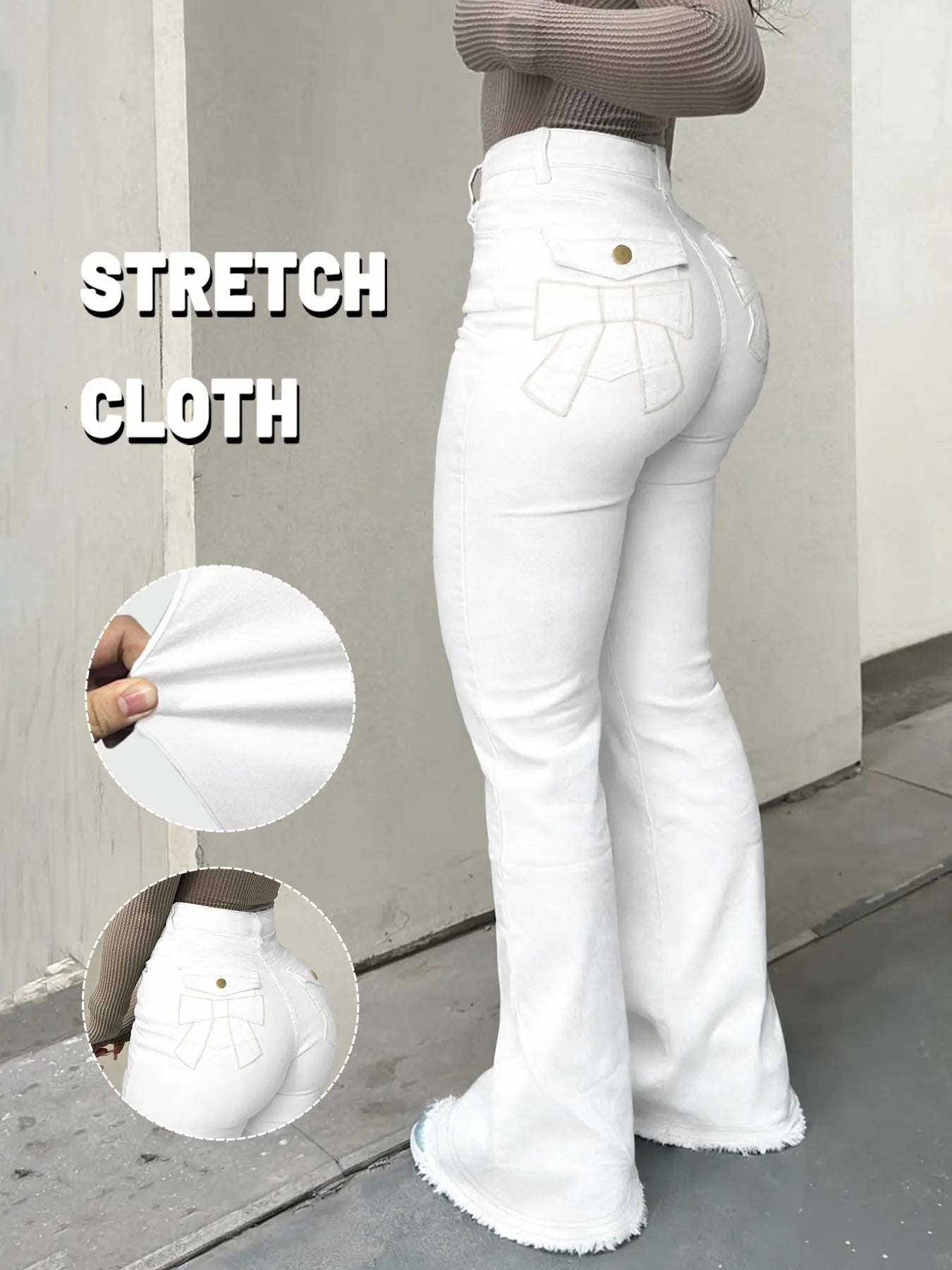 Y2K Women's High Waist Flare Leg Jeans,Casual Button Fly Pocket Design Bell Bottom Denim,Women's Bottoms for Daily Wear,000 Jeans,Fashionable And Versatile Women's Jeans,Suitable For Spring,Summer,Autumn And Winter