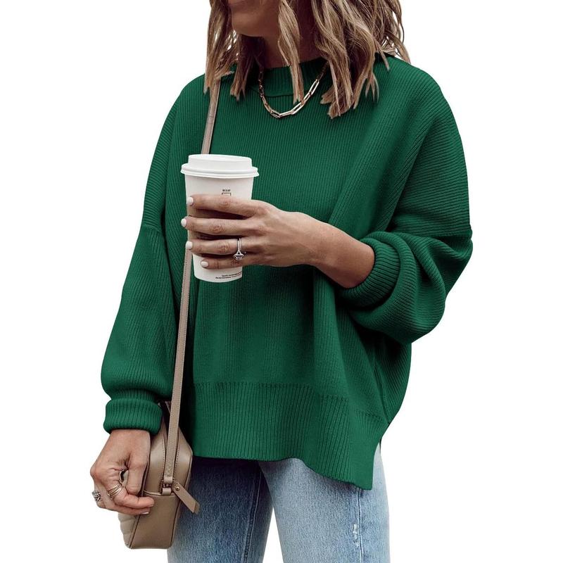 Womens Oversized Tunic Sweaters Fall Slouchy Long Sleeve Ribbed Knit Side Slit Pullover Jumper