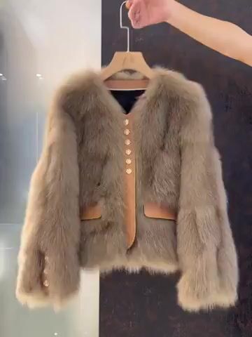 Women's Faux Fox Fur Coat Short Section Autumn Winter New Style Korean Version Commuting Real Fur Patchwork Outerwear