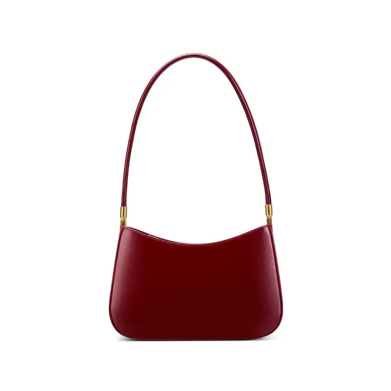 Red Leather Bag French Shoulder Handbag