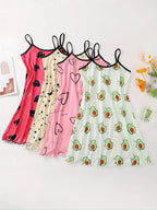 Women's All Over Print Cami Nightdress, Casual Soft Comfortable Spaghetti Strap Nightgown for All Seasons, Lady's Sleepwear for Indoor Wear, Breathable Sleep Dress