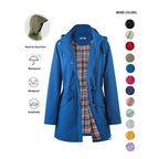 Women's Solid Color Drawstring Zip-Up Hooded Trench Coat Long Sleeve Waterproof Windproof Soft Comfortable Casual Outerwear Suitable For Spring Fall Daily Wear Outings