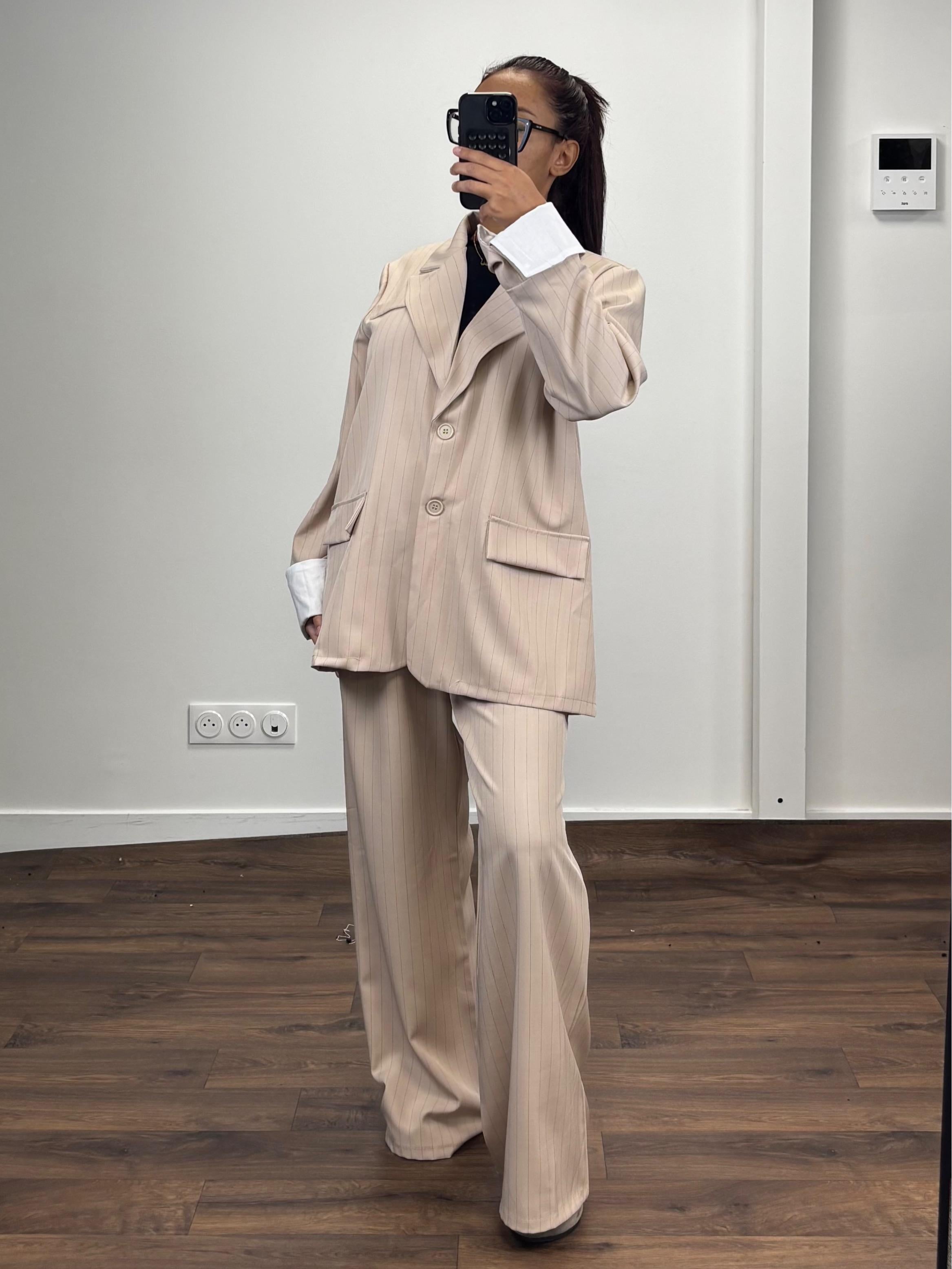Ensemble blazer à rayures