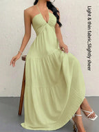 Women's Plain Dress, Summer Clothes Women, Casual Sleeveless Backless Dress for Beach Holiday Vacation, Ladies Summer Clothes