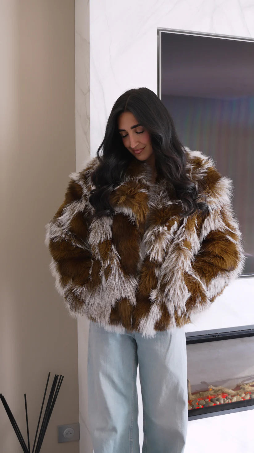Tricolour fur jacket (2 colours)