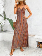 Women's ethnic print backless camisole dress