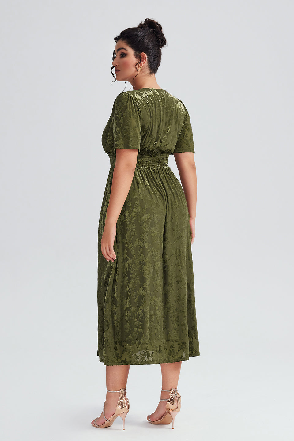 Curveins Plus Size Mauve Velvet Floral Maxi Dress