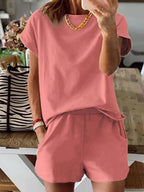 Women's Letter Print Two-Piece Set, Casual Short Sleeve T-Shirt and Sweatpants for Summer, Women's Everyday Wear
