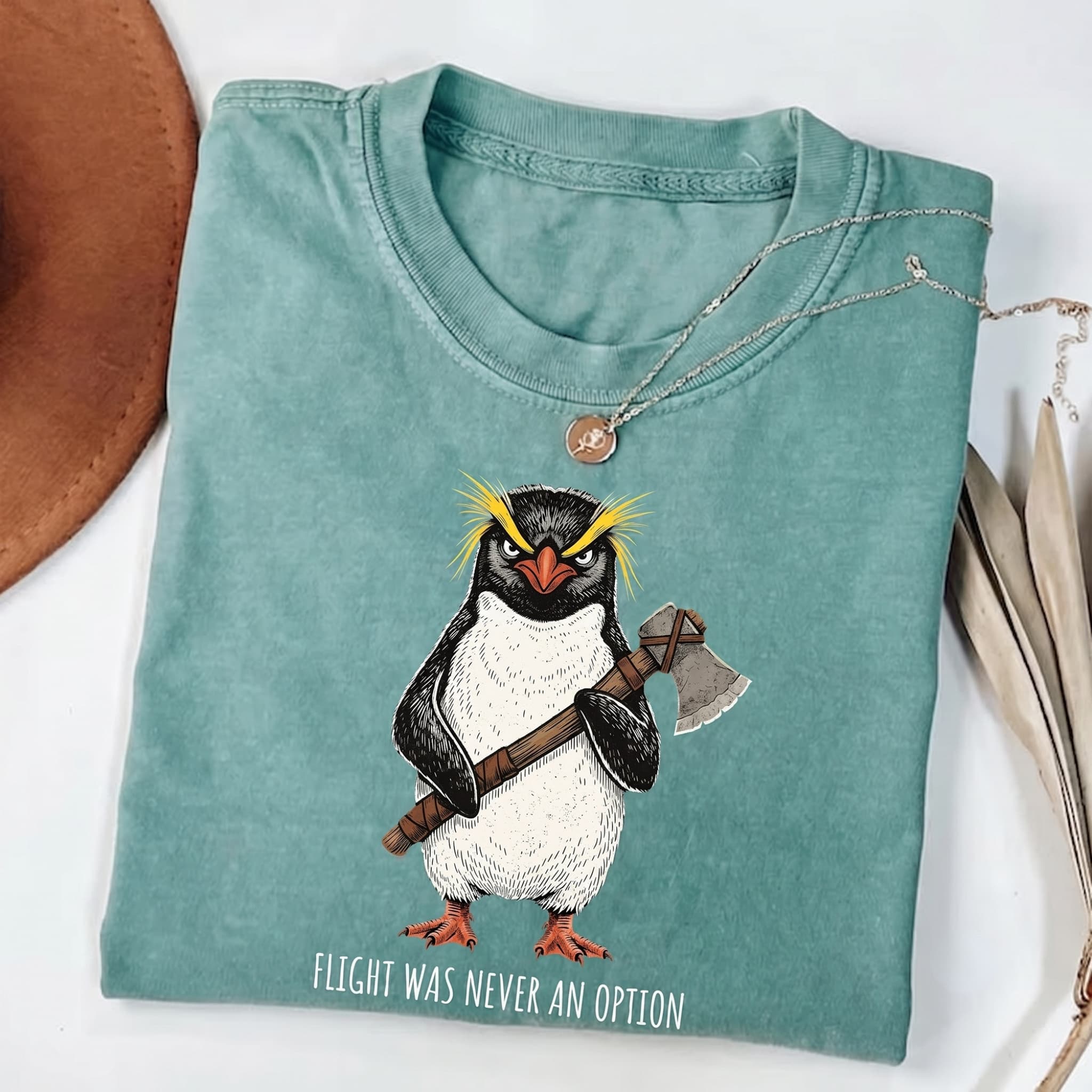 Flight Was Never an Option Comfort Penguin Meme T-shirt