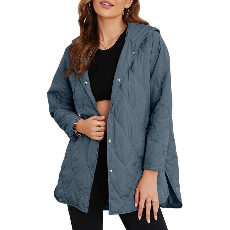 Puffer Jacket for Women,Lightweight Long Sleeve Button Hoodies Outerwear,Oversized Basic Casual Comfort Coats Tops,2025 Womenswear Fall Winter Outfits