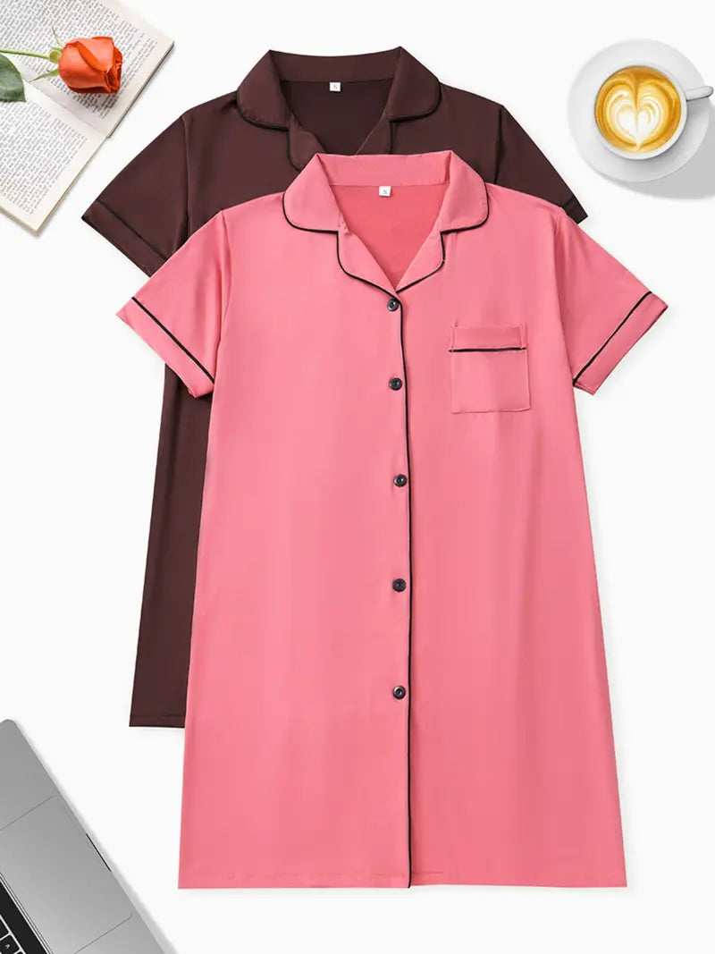 Women's Nightdress Set, Comfortable Casual Minimalist Fitted Aesthetic Homewear, Spring Summer Autumn Sleepwear Loungewear, Ladies Home Clothing, 2 Piece Outfit