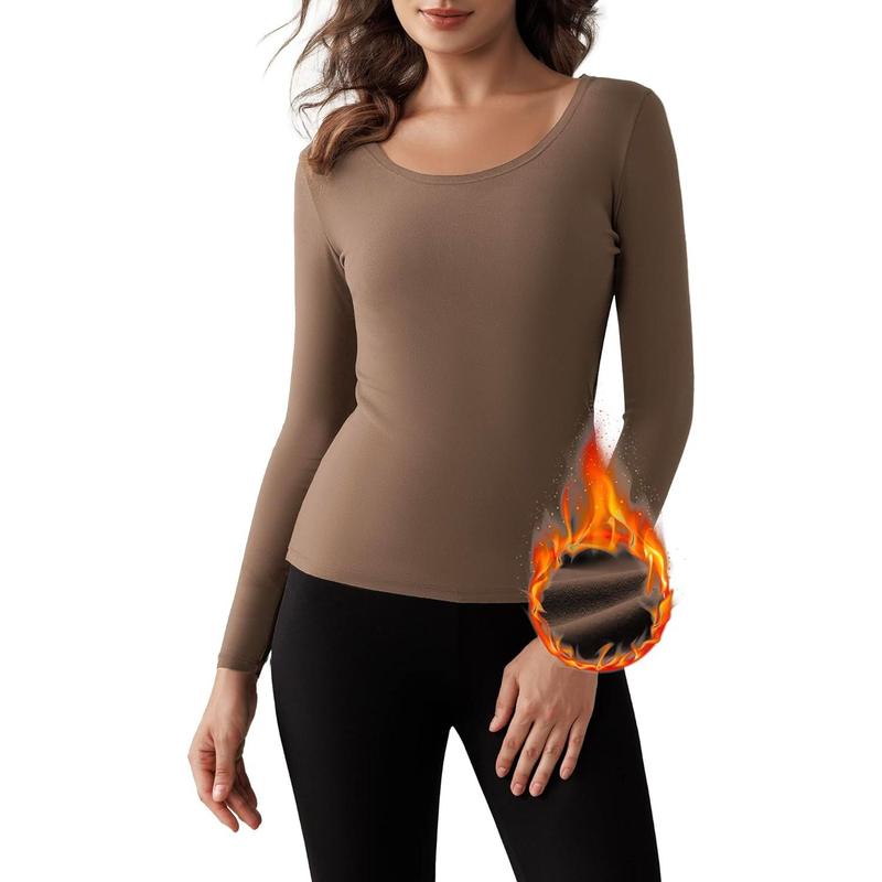 Women Long Sleeve Thermal Shirt Fleece Lined Undershirt Ultra Soft Base Layer Tops for Women Cold Weather