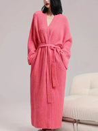 [COZY Soft Plush Feel]Women's Double-Sided Fleece Robe|Thickened Long Plush Loungewear|Warm Flannel Pajamas for Fall & Winter|Soft, Cozy, and Wearable Indoors & Outdoors