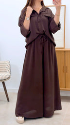 CONJUNTO CAMISA + PANTALÓN ANCHO LISO