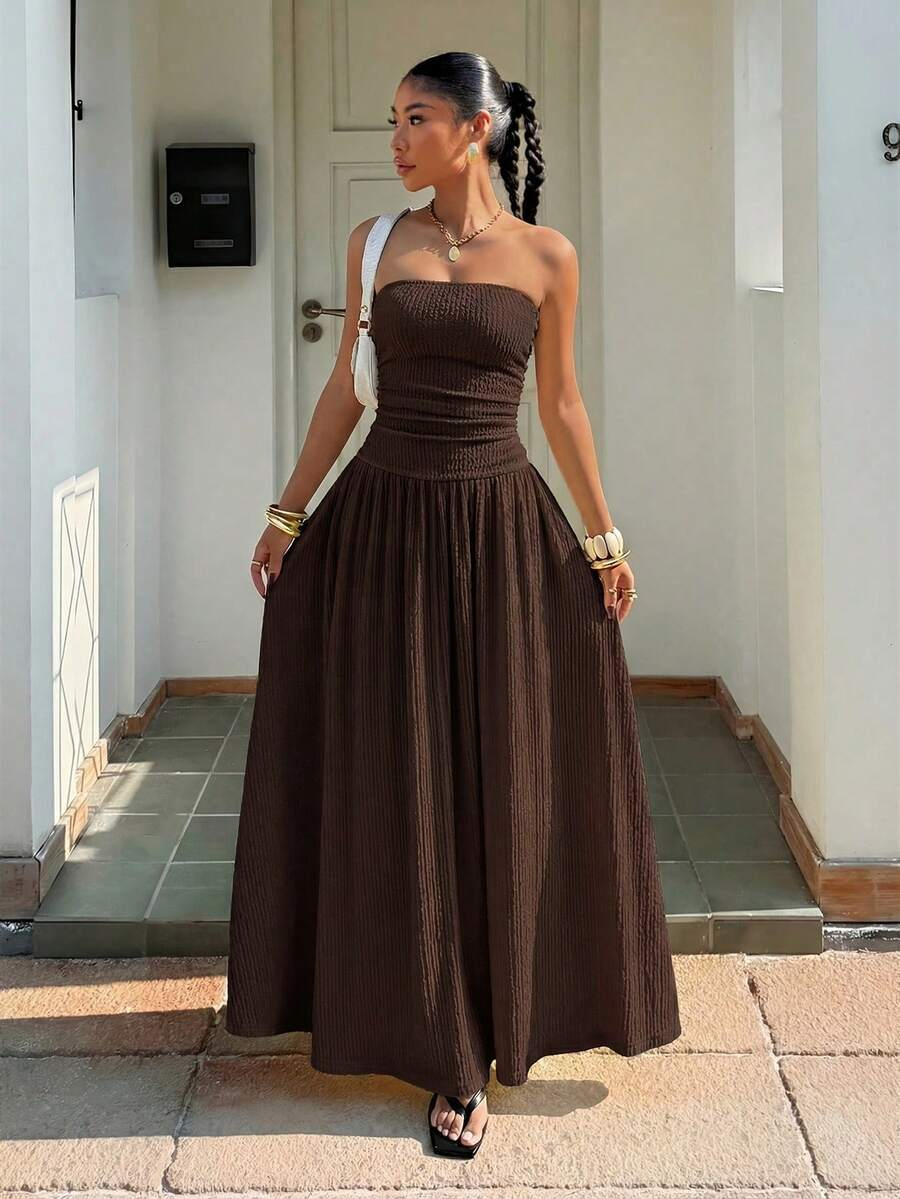 Women's Summer Elegant Strapless Maxi Dress