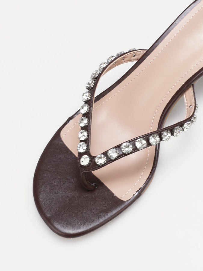 Tongs à strass et talon bobine