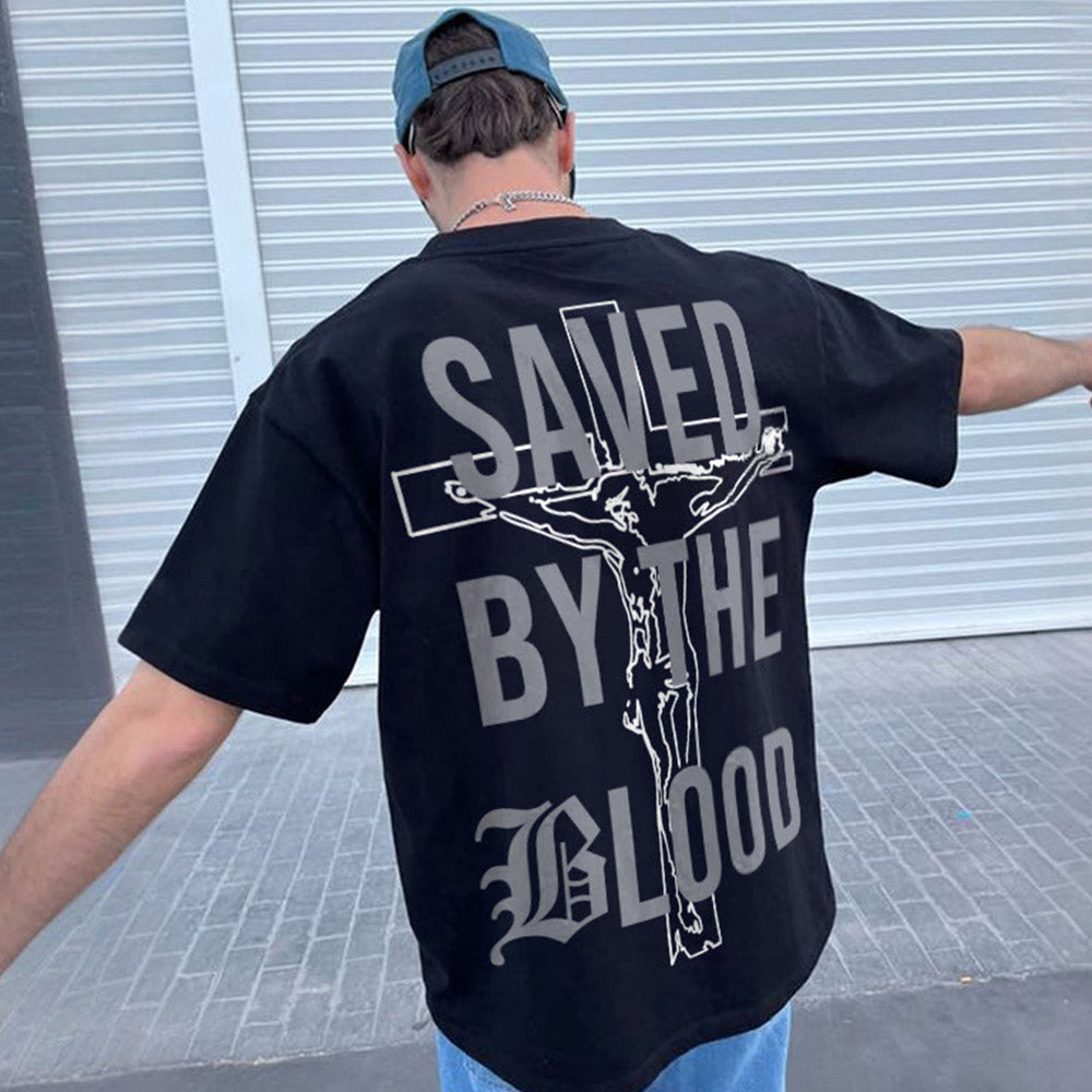 Saved By The Blood Printed Men's T-shirt