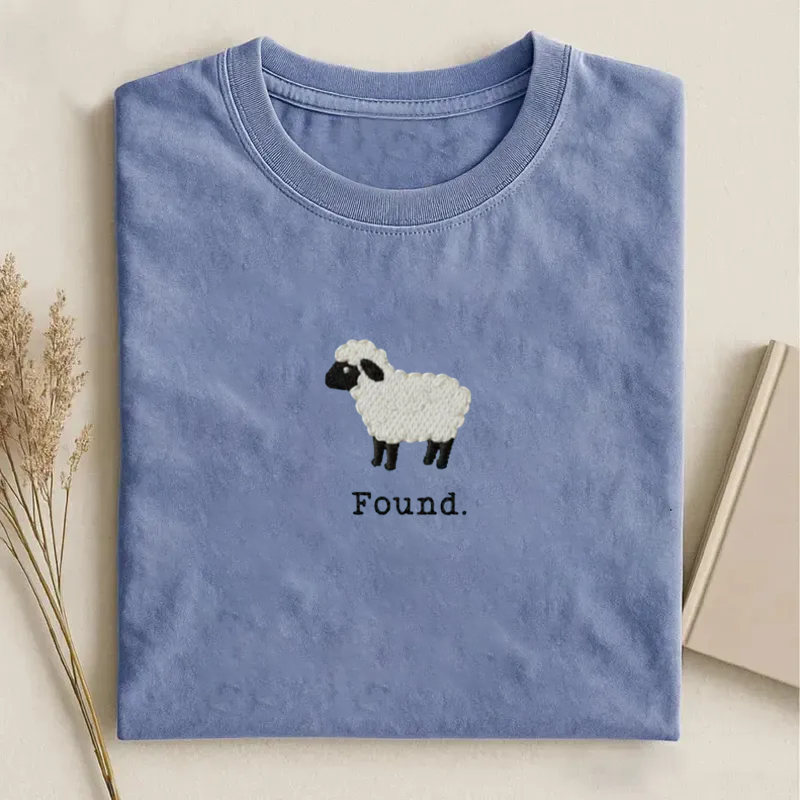 Christian Psalm 23 Lamb Embroidered T-shirt