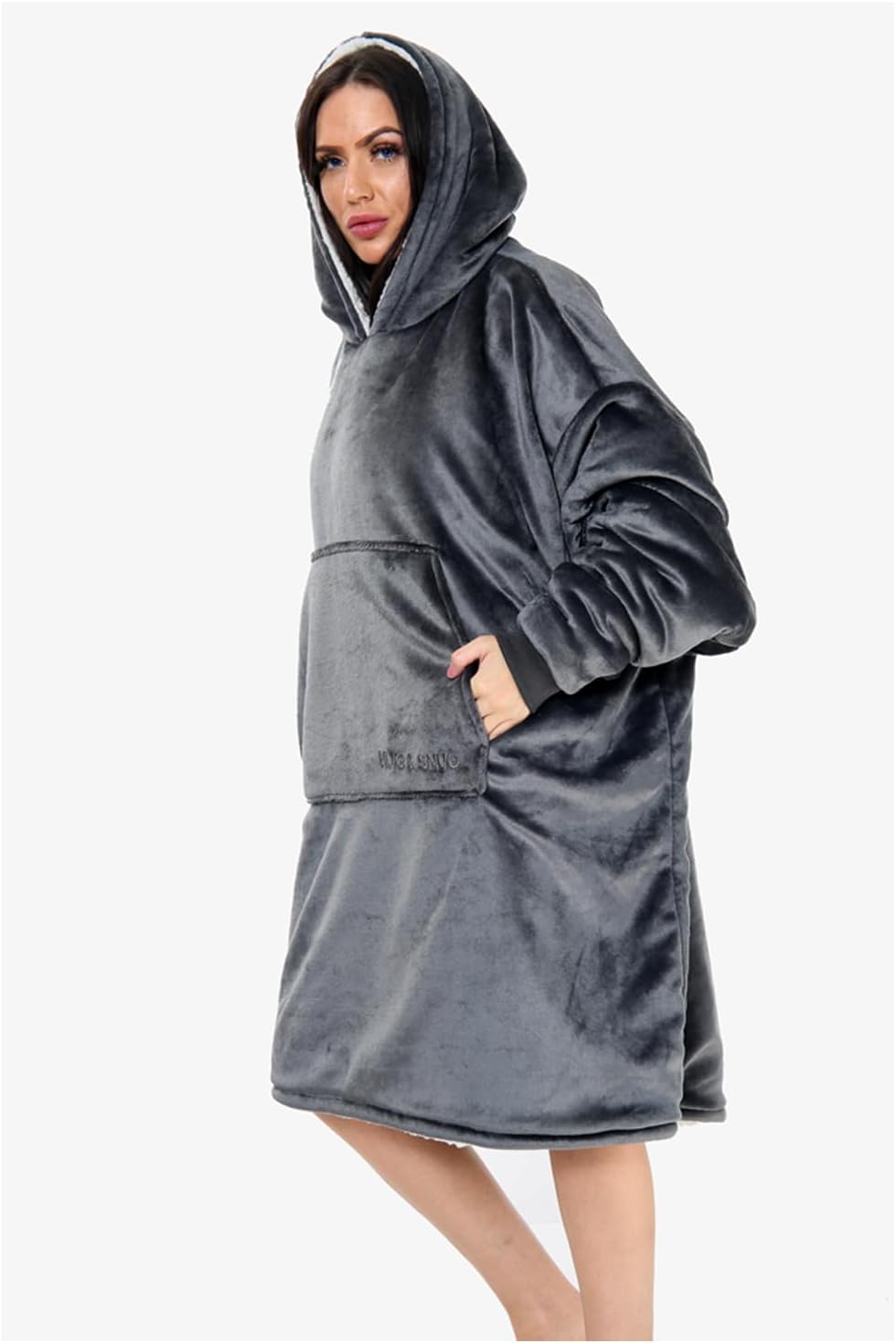 Oversized Hoodie Blanket Men Women, Ultra Soft Sherpa Fleece Warm Cosy Wearable Throw Sweatshirt Snuggle Oodies for Adults Teens with Big Pocket