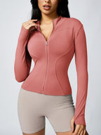 Women's Zip Up Sports Jacket, Tight Long Sleeve Sports Top, Ladies Sportswear Clothing for Spring Indoor Wear