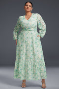 Curveins Plus Size V-Neck Floral Maxi Dress