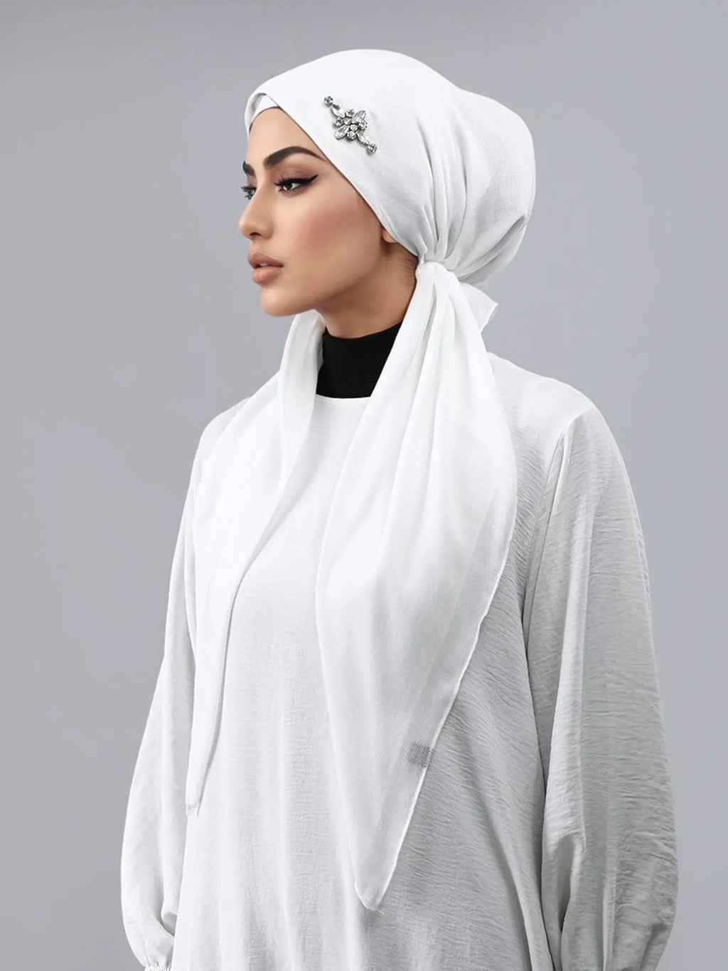 Women's Fashion Plain Bejeweled Stretchy Cap, Casual Versatile Simple Hijab, Breathable Sun Protection Sweat-Wicking Jersey Hijabs