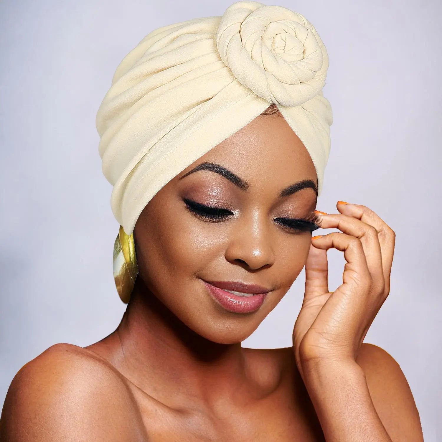 Women's Elegant Solid Color Flower Decor Turban Hat, Casual Trendy Head Wrap, Fashionable Clothes Accessories for Daily Use