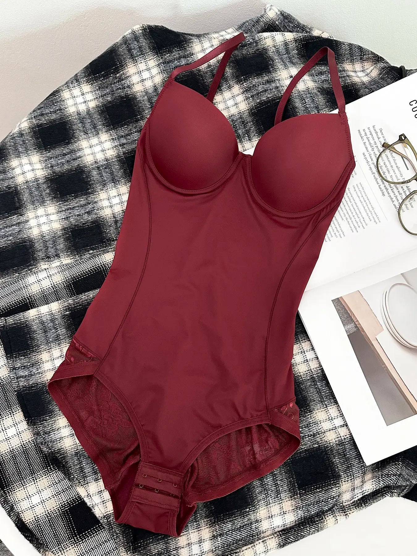 Women's Deep V Backless Slimming Body Shaping Bodysuit, XS-Xxl Sizes Available, Casual Style, Plain Design, All Season Wear