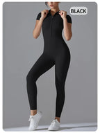 Women's Sexy Hip Lifting Fitness Jumpsuit, Tight Zipper Fitness Running Suit, Sports Pants Leggings Sport Women Fitness