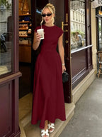 Sleeveless Slim-Fit A-Line Maxi Dress