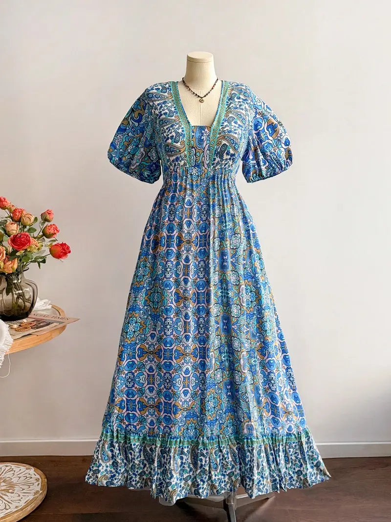 Plus Size Short-Sleeve Floral Print Dress