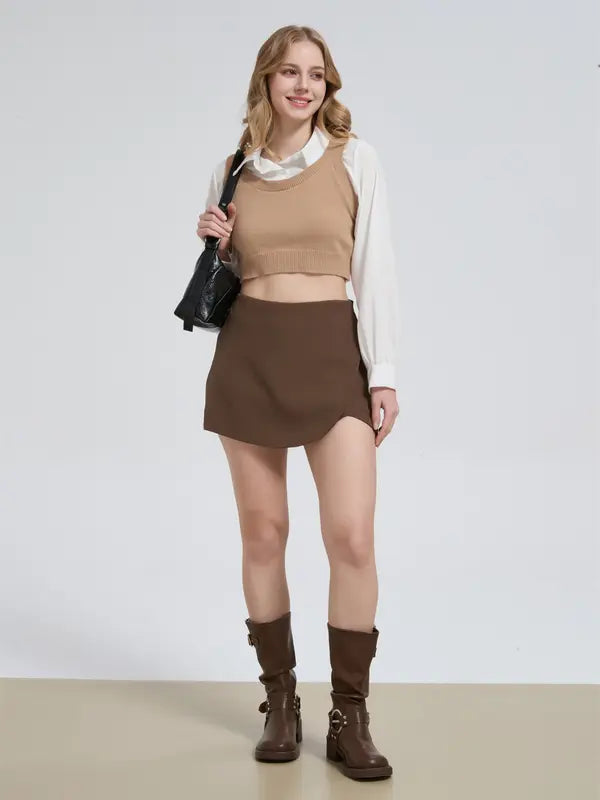 Women's Casual Shorts Skirts, High Waist with Side Zip, Comfortable & Stylish, Perfect for Daily Wear, Ladies Fashion