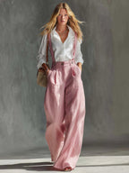New Summer Autumn High Waist Pleated Suspender Pants
