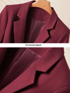Women's Elegant One-Button Blazer Jacket, Slim-Fitting Long Sleeve Coat for Office Wear, Fall & Winter Fashion Outerwear