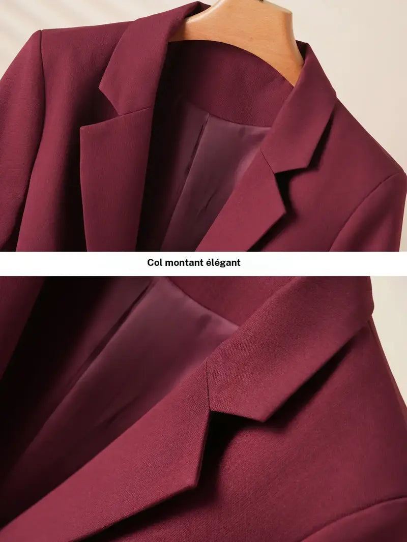Women's Elegant One-Button Blazer Jacket, Slim-Fitting Long Sleeve Coat for Office Wear, Fall & Winter Fashion Outerwear