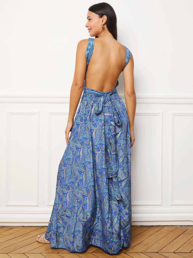 Robe longue multi-portés à imprimé cachemire