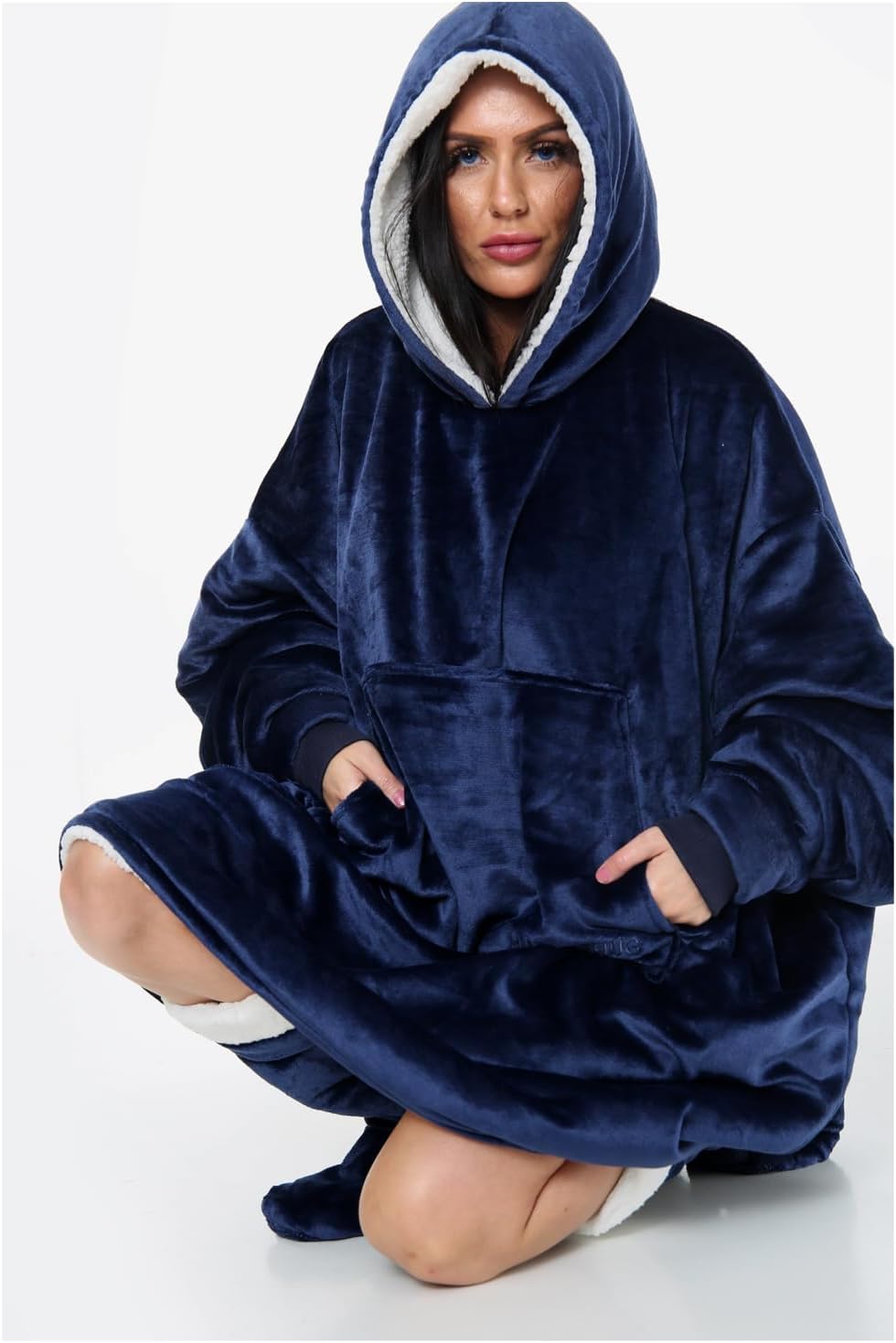 Oversized Hoodie Blanket Men Women, Ultra Soft Sherpa Fleece Warm Cosy Wearable Throw Sweatshirt Snuggle Oodies for Adults Teens with Big Pocket