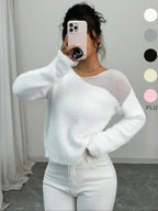 Women's Solid Color Sweater, Casual Long Sleeve Jumper for Fall & Winter, Comfortable Women's Knitwear for Daily & Party Wear