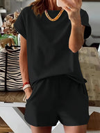 Women's Letter Print Two-Piece Set, Casual Short Sleeve T-Shirt and Sweatpants for Summer, Women's Everyday Wear