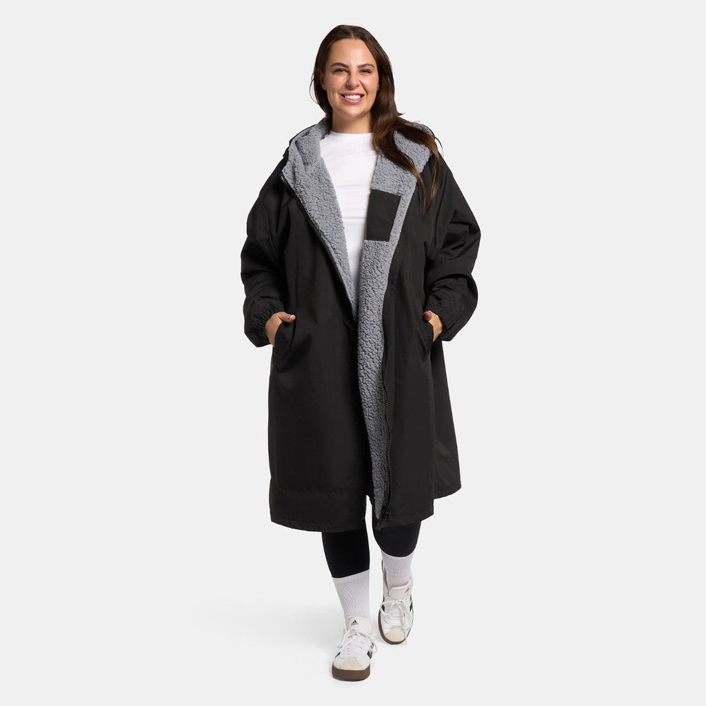 Drying Robe Waterproof Wind Resistant Changing Robe Soft Sherpa Fleece Lined Oversized Hooded Long Sleeve Coat Jacket for Kids Adults Men Women Surfing Beach Swimming Keep Dry