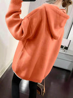 Women's Cartoon Face Print Drop Shoulder Hooded Sweater, Fashion Casual Long Sleeve Drawstring Hooded Sweater for Daily Holiday Outdoor Wear, Women Knitwear for Fall & Winter, Sweaters for Women