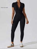 Women's high-neck, sturdy-zip sports jumpsuit