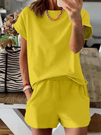 Women's Letter Print Two-Piece Set, Casual Short Sleeve T-Shirt and Sweatpants for Summer, Women's Everyday Wear