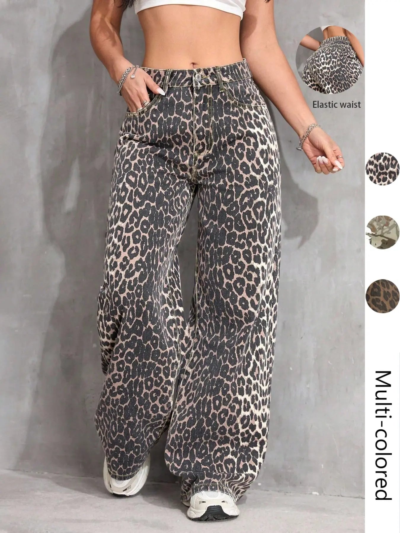 Women's Leopard Print Wide-Leg Oversized Pants