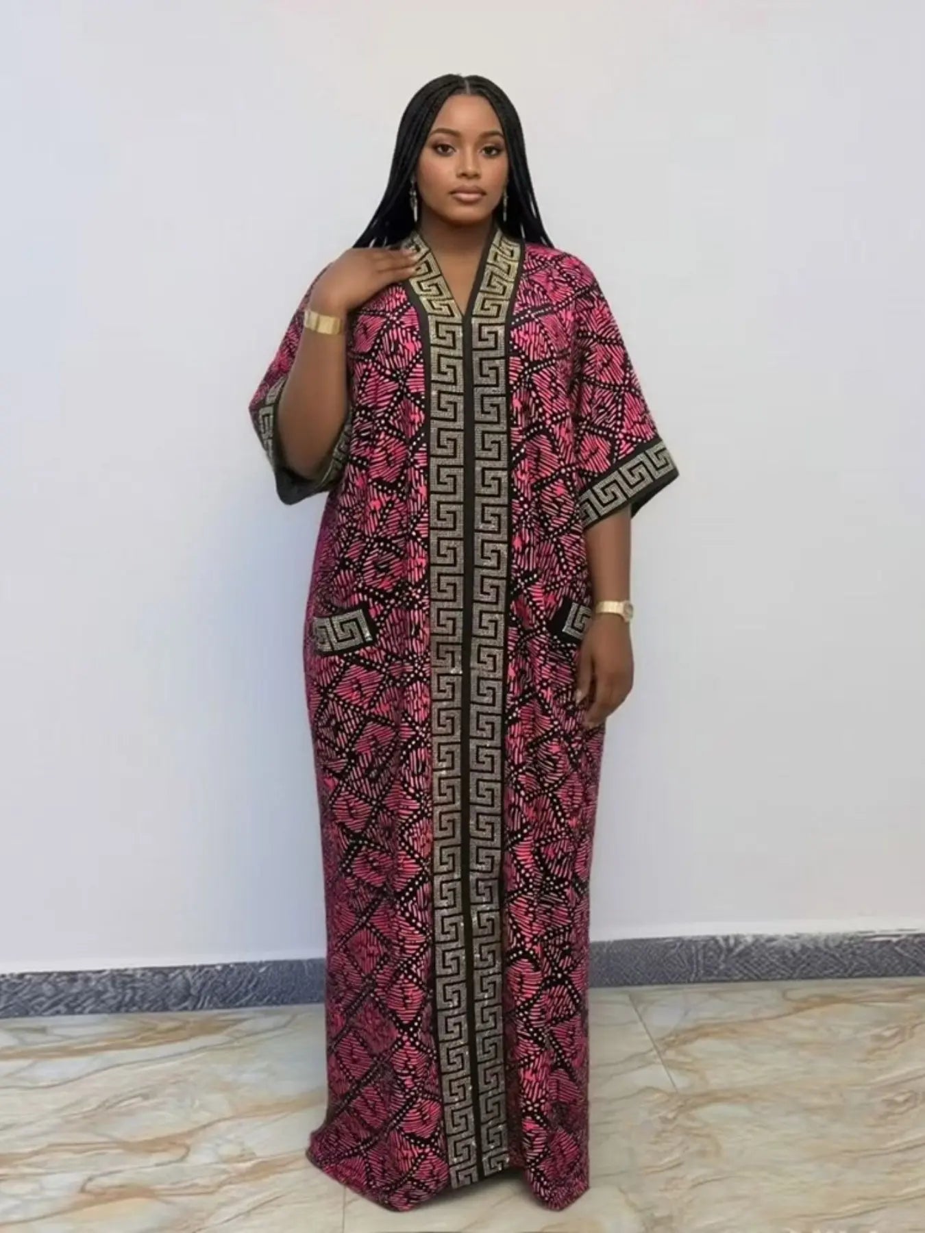 Plus Size African-Style Kaftan Dress for Women