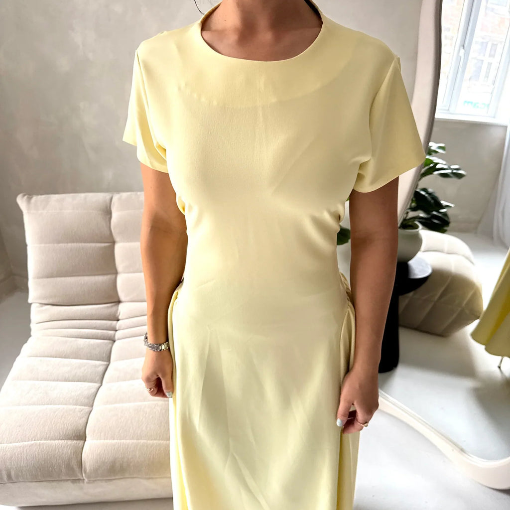 Summer Short Sleeve Tie Back A Lime Dress