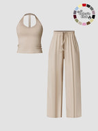 Women's Quick-Dry Sports Tank Top, Casual High-Waisted Bell Bottoms