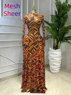 Women's Round-Neck Long Sleeve Woven Maxi Dress